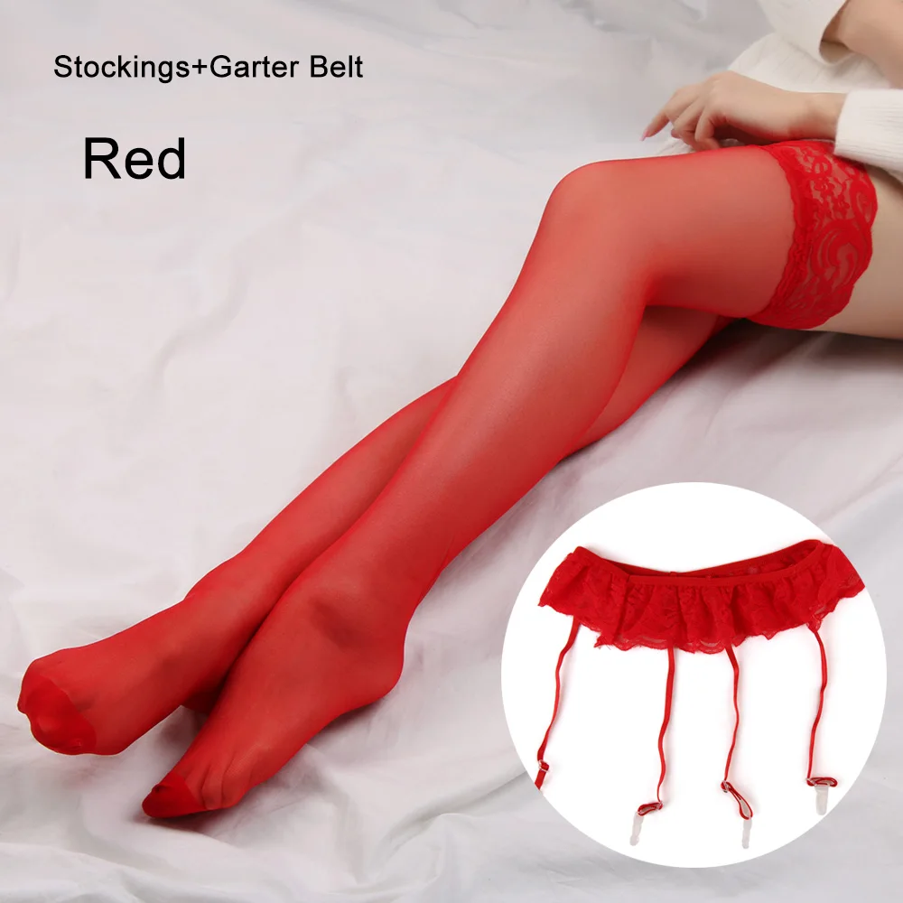 New Design Sexy Stocking Garter Belt Women Fashion Sexy Black Lace Top Thigh  Highs Stockings+Suspender Garter Belt