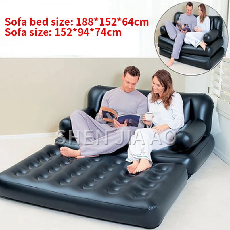 Double Inflatable Sofa Home Thick Air Bed Flocking Outdoor Sofa Multi-function Folding Lazy Sofa Thick Inflatable Bed 1PC