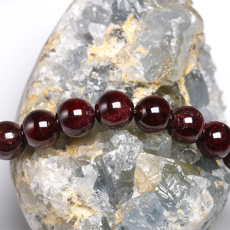 Natural A Red Garnet 108 Beads Mala Bracelet 8MM Stone Women Men Wing OM Charm Yoga Bracelets Handmade Accessories Gift