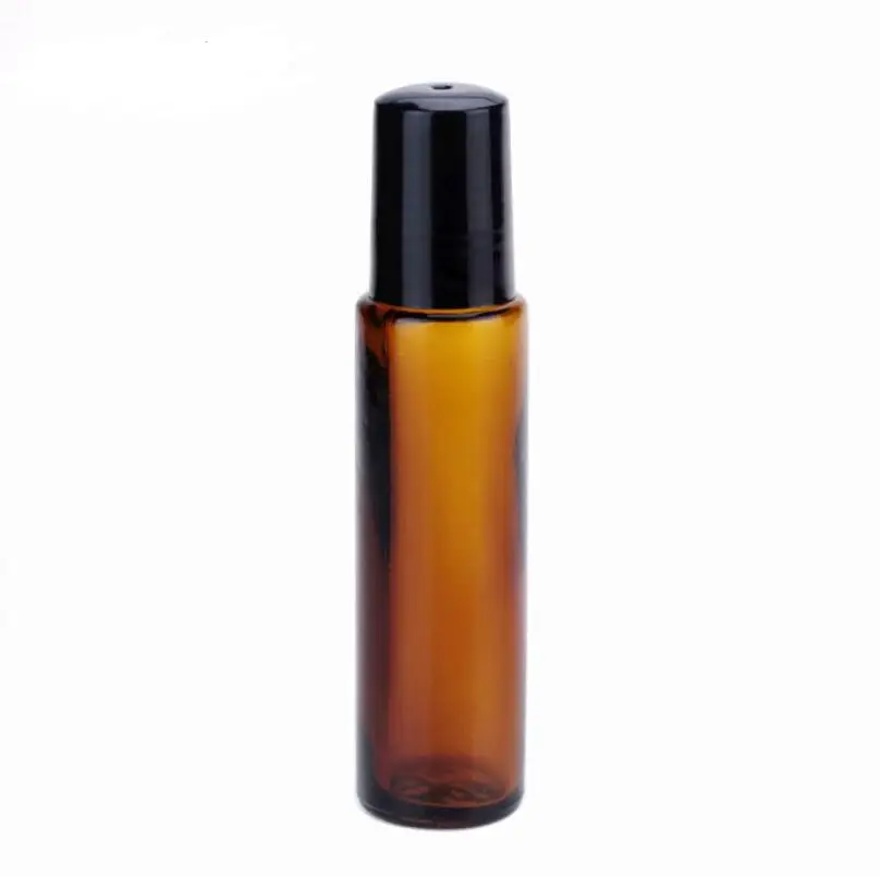 

15ml Amber Glass Bottle Roll On Empty Fragrance Perfume Essential Oils Bottle 15ML Roll-On Black Plastic Cap Bottle LX5225