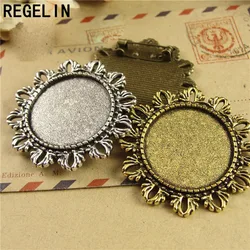 REGELIN Antique Bronze brooch base ROMAN style Pendant Setting 5pcs/lot Inner size 25mm Fit Cabochon Tray DIY Jewelry Findings