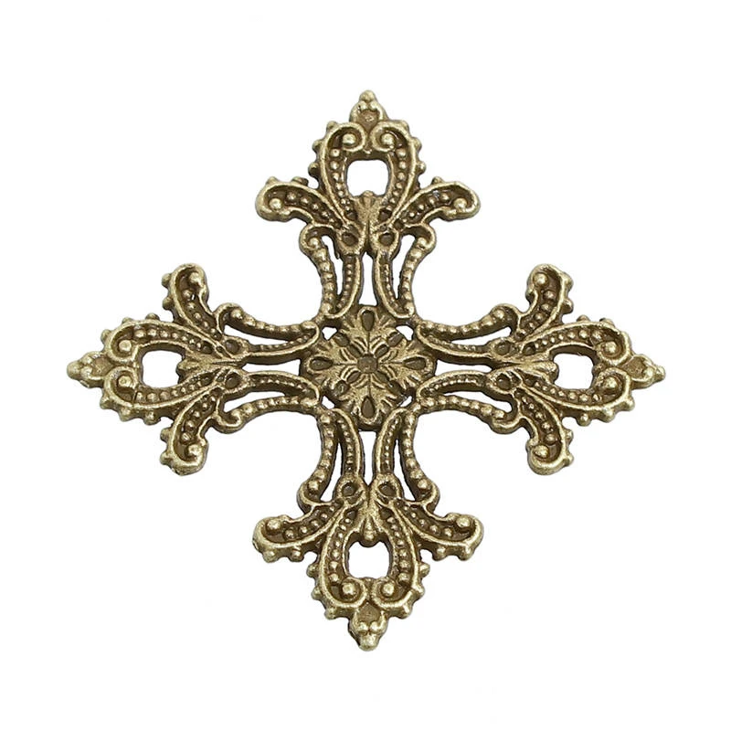 DoreenBeads Zinc Based Alloy Pendants Cross Antique Bronze Filigree Men Women Jewelry 56mm(2 2/8\