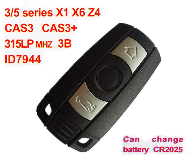 

Keyless Entry 3 Button Smart Key For BMW 3 5 series X1 X6 Z4 With ID7944 Chip 315LP Mhz 2PCS/lot