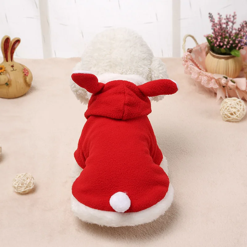 Hooded Coat Clothing for Dogs Fleece Cat Puppy Easter Bunny Pet Dog Costume Clothes Warm Rabbit Dressing Up Outfit J2Y