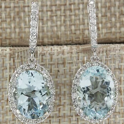 Moda Oval Sky Blue Cubic Zirconia Drop Earrings for Women Crystal Dangle Jewelry Boucles d'oreilles L3K567
