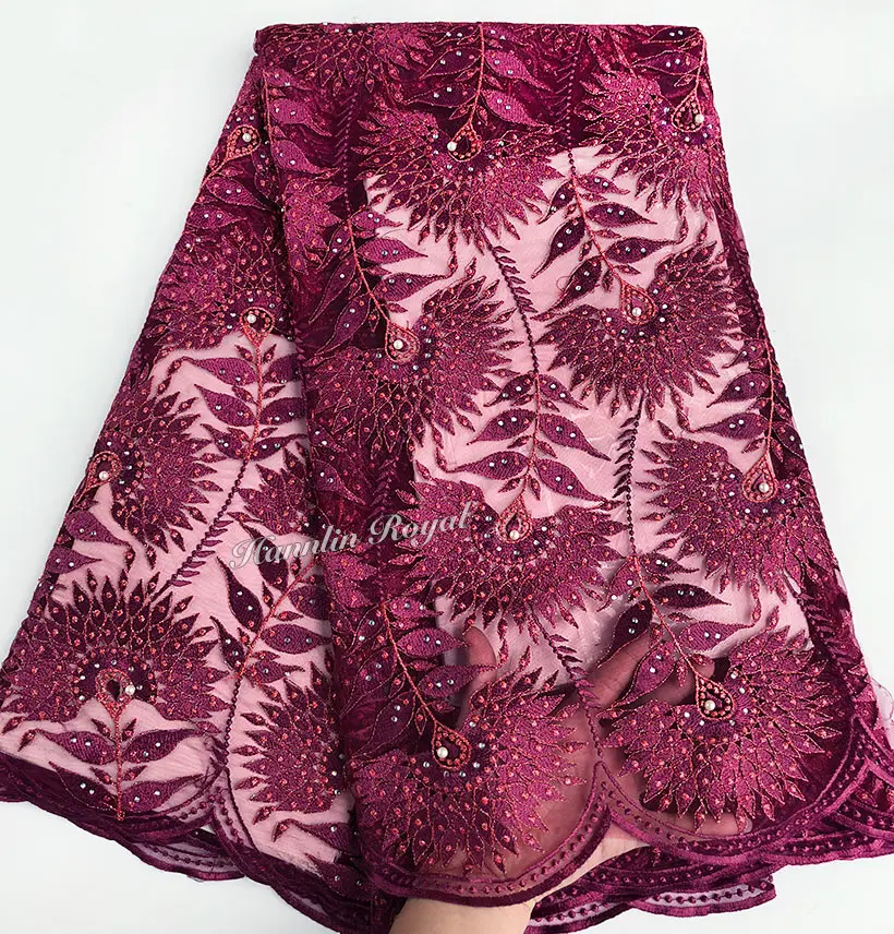 Pink Grey peacock embroidery African french lace latest Nigerian tulle fabric with lots of stones high quality
