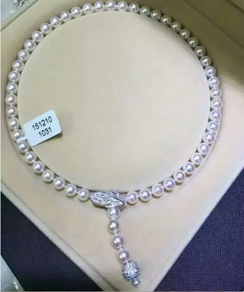 stunning 9-10mm AAA natural south sea white pearl necklace 24inch silver