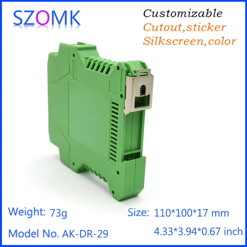 Green abs plastic case szomk instrument box control enclosure (10Pcs) 110*100*17mm wire connector housing case din rail box