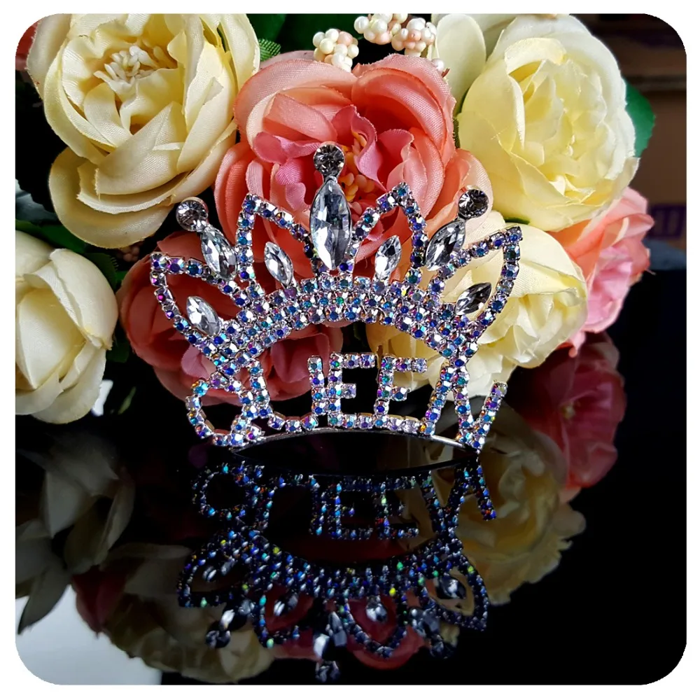 Hand-made Pageant Crown Queen Brooch Pin Rhinestone Trendy Jewelry