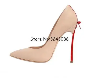 Pointy Toe Matte Leather Blade Heels Lady Dress Shoes Bowtie Back Sexy Matte Leather High Heels Butterfly-knot Fashion Pumps