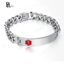 Free Engraving Disease Name Medical Alert ID Bracelet for Men Stainless Steel Emergency Contact Information Bracelets 8.26