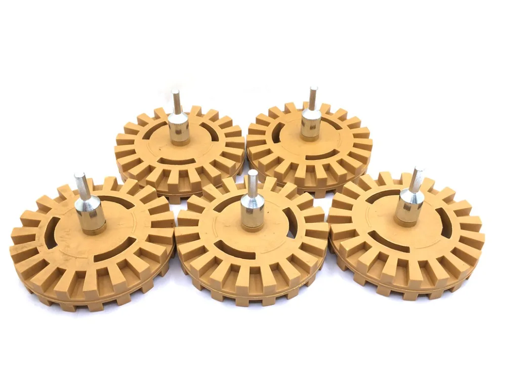 3.5" 4" Inch Rubber Decal Removal Eraser Wheel with Drill Removing Pinstripes Stickers Adhesive Vinyl Decals  Cars Boats