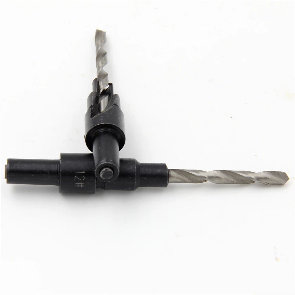 4Pcs HSS Round Shank เครื่องเจาะ Bits Tapper เครื่องมือ Woodworking Pilot รูขนาด #6 #8 #10 #12 1ประแจ