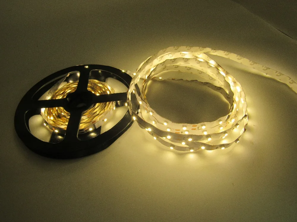 5M 60LEDs/m Flexible Warm White 3528 LED Strip SMD Light Warm White Color non-waterproof IP20 Tape 12V LED Lights White PCB