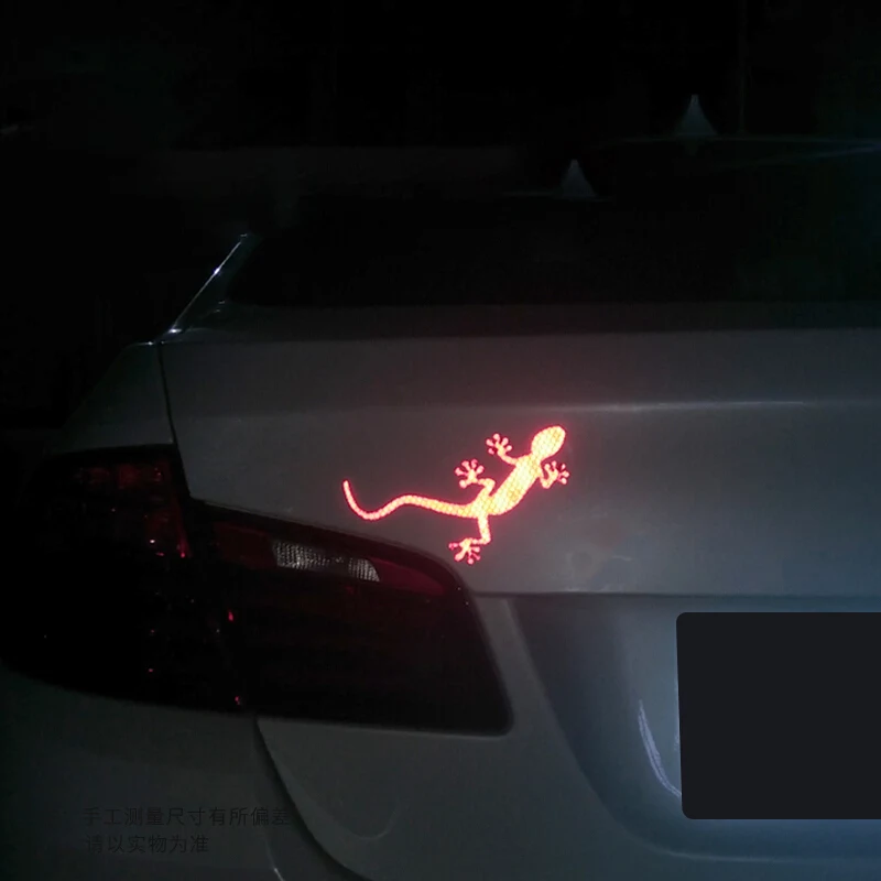 Stiker reflektif mobil, 2/4/5 buah tanda peringatan keselamatan aksesoris eksterior otomatis, peringatan mengemudi malam, reflektor lampu Strip Gecko