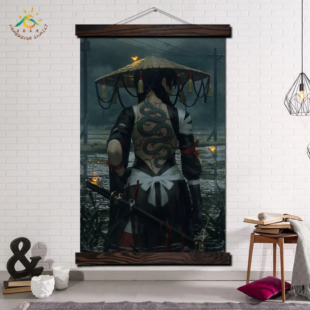 

Warrior Fantasy Samurai Modern Wall Art Print Posters and Prints Scroll Canvas Painting Decorative Picture