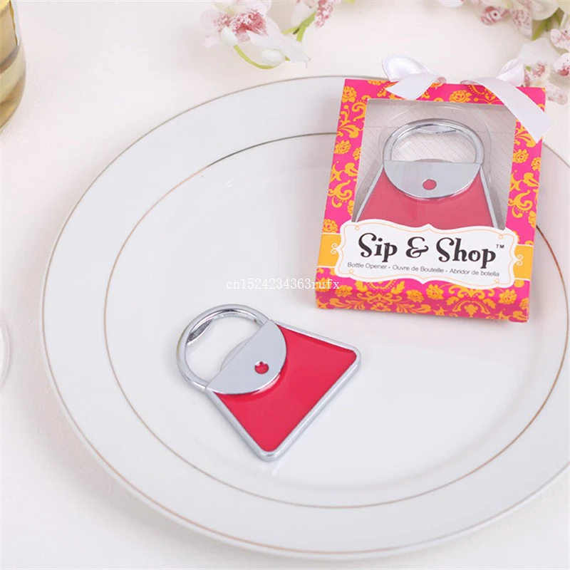 100pcs Sip and Shop Purse Bottle Openers Wedding Favor Gift Wine Opener Beer Opener Party Favors Free Shipping