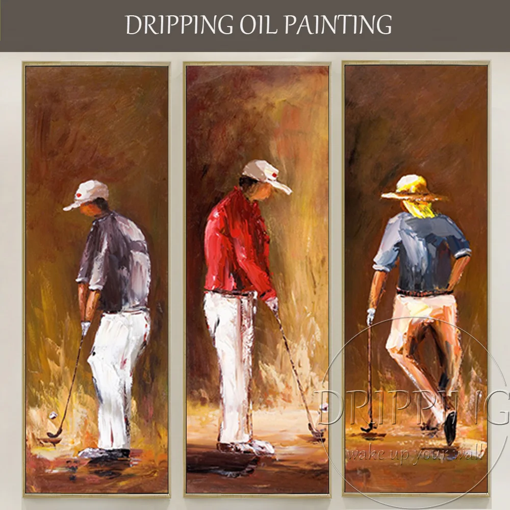 

Large Painting Hand-painted Golf Oil Painting for Living Room Modern Abstract Group Playing Golf Oil Painting Unframed Wall Art