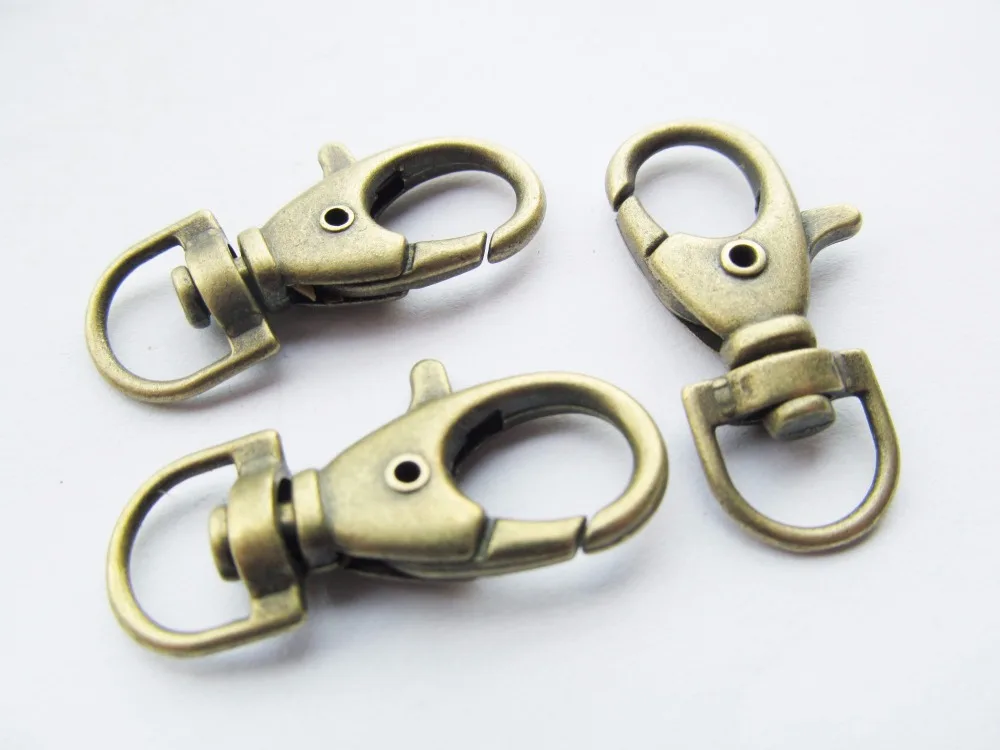 

100pcs Strong Silver tone/Antique Bronze Swivel Snap Hook Lobster Clasp Connector Pendant Charm Finding,DIY Accessory Jewellery