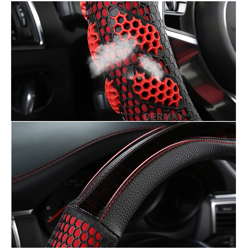 3D Leather Silica Gel Car Steering Wheel Cover Giving You Comfortable Driving Durable Breathable Auto Interior Accessories