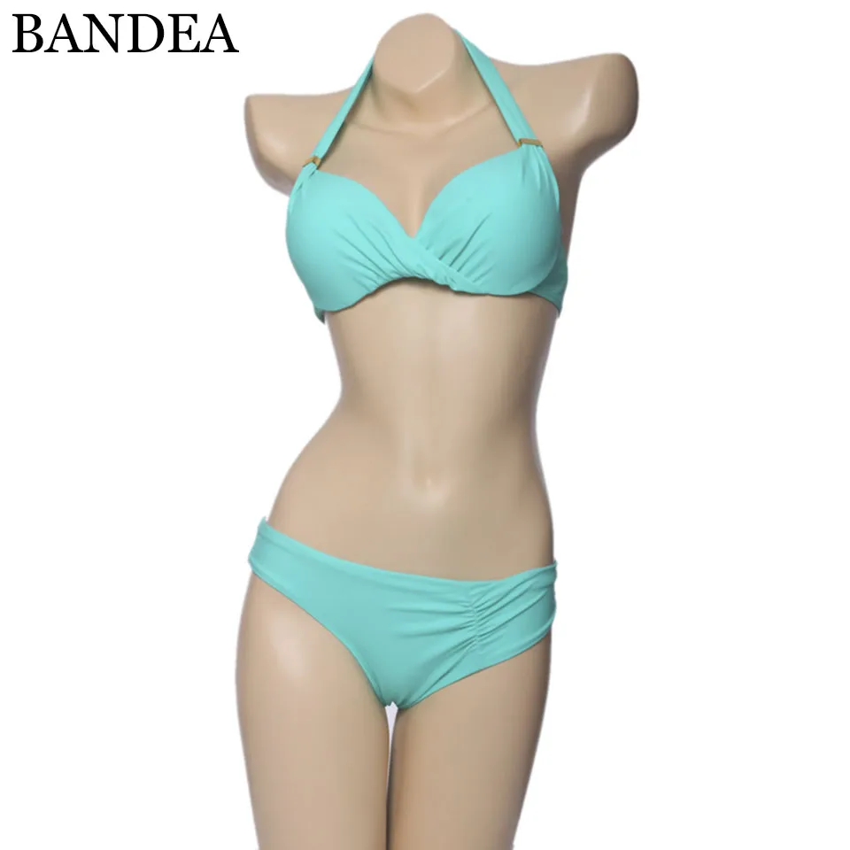 BANDEA Bikinis Halter Swimsuit Bandeau Bikini Set High Waist Swimwear Print Bikini Summer Beach Wear Bathing Suits Biquini