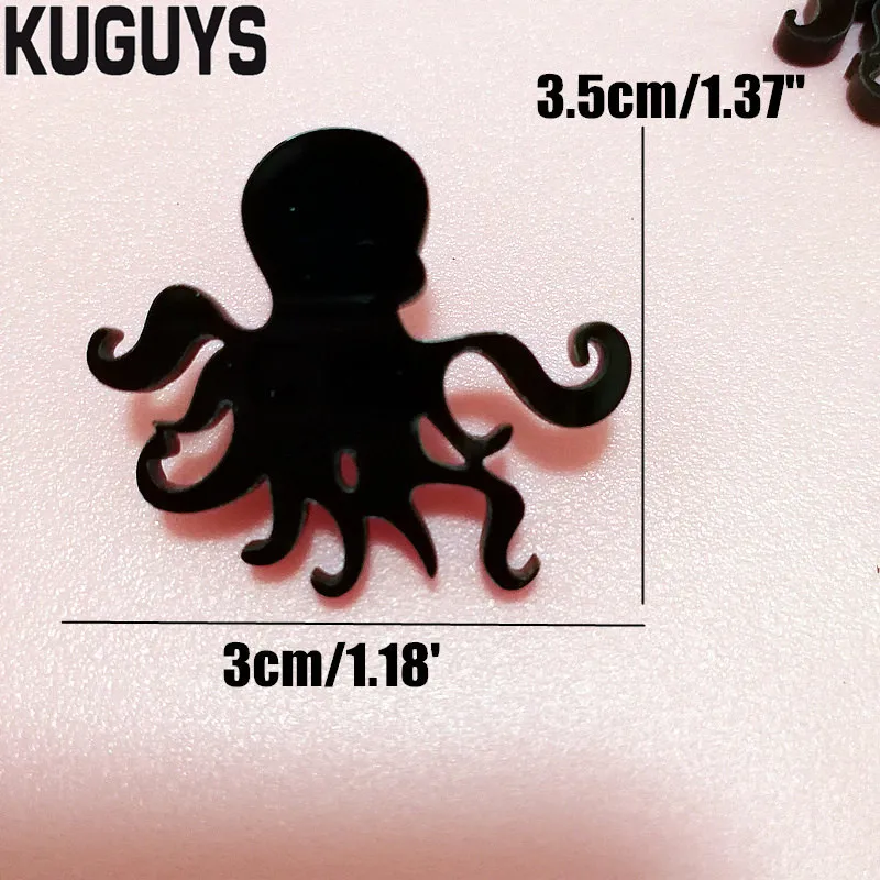 KUGUYS Tentacles Octopus Jewelry Set HipHop Fashion Acrylic Hyperbole Black Earrings for Women Men Pendant Necklace Link Chain