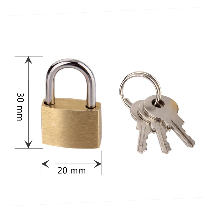 1 Set Small Brass Padlock With 2 Keys Door Lock Luggage Mailbox Security Manual Lock Key Kit 20mm*30mm