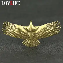 Copper Big Wings Eagle Keychain Pendants Retro Brass Animal Statue Key Chain Pendant Home Decoration Desk Ornament Festival Gift