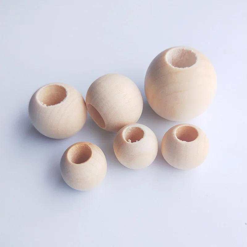 12-30mm Large Hole Flat Round Wooden Beads Natural Color Eco-friendly Spacer Beads DIY Jewelry Crafts Making Accessories