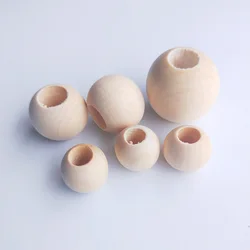 12-30mm Large Hole Flat Round Wooden Beads Natural Color Eco-friendly Spacer Beads DIY Jewelry Crafts Making Accessories