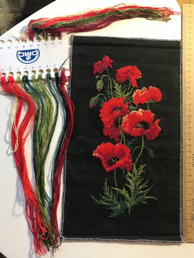 Fiori di papavero rosso punto croce pacchetto pianta set aida 18ct 14ct 11ct panno nero persone kit di ricamo FAI DA TE cucito a mano