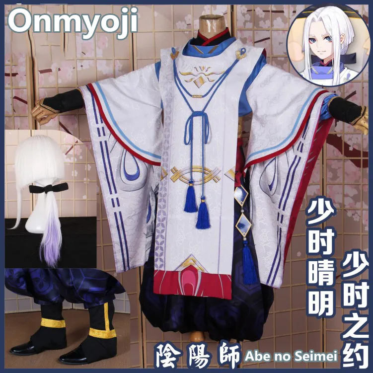 Anime! Onmyoji Youth Abe no Seimei The covenant of youth Kimono Uniform Cosplay Costume Men/Women Halloween Outfit