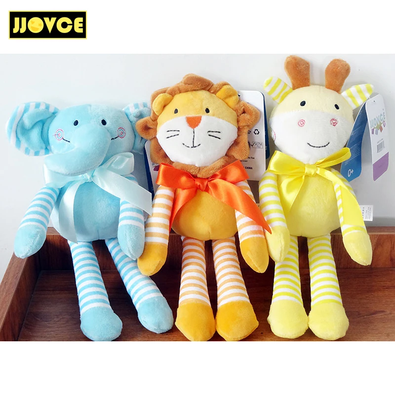 

JJOVCE Baby Stuffed Dolls Plush Animal Frog Cat Doll with Bell Sleep Appease Infant Early Educational Sensory Development 30CM