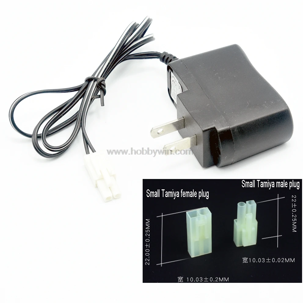 9.6V 250mA US Charger Mini Tamiya Male Plug Positive to Square hole for NiMH NiCD RC Model Battery