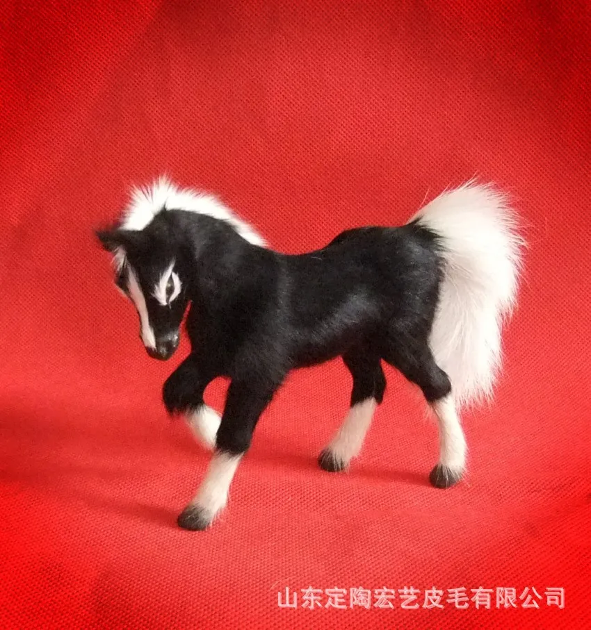 

black horse animal model 11x10cm horse toy polyethylene&furs handicraft,props,home decoration gift a251