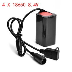 Bicycle 8.4V Battery Pack 8800mah 4x18650 Rechargeable Lithium Battery for Bike Flashlight Headlamp Light Cells with USB DC Port