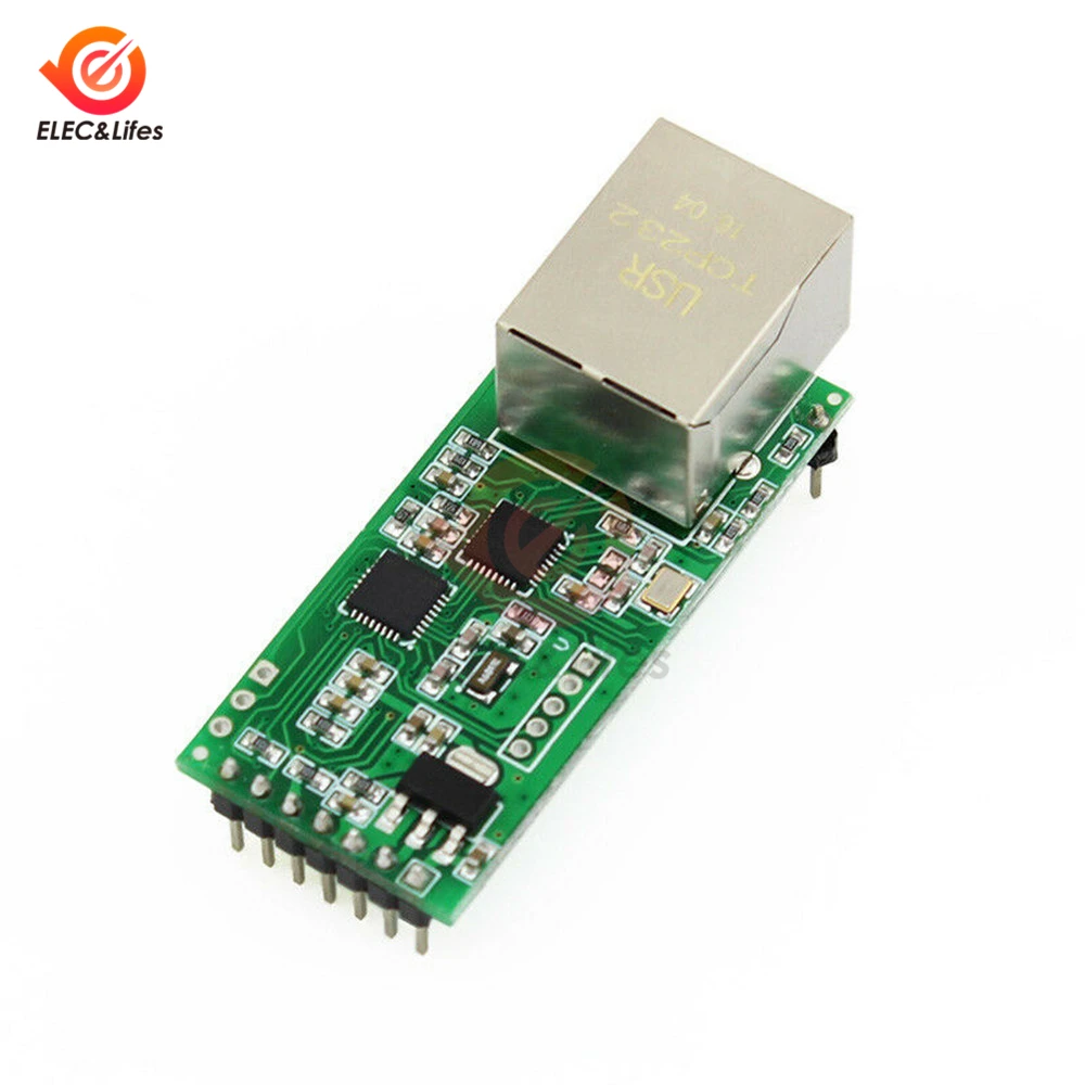 

USR-TCP232-T2 Tiny Serial Ethernet Converter Module Serial UART RJ45 TTL to Ethernet TCPIP Module Support DHCP and DNS