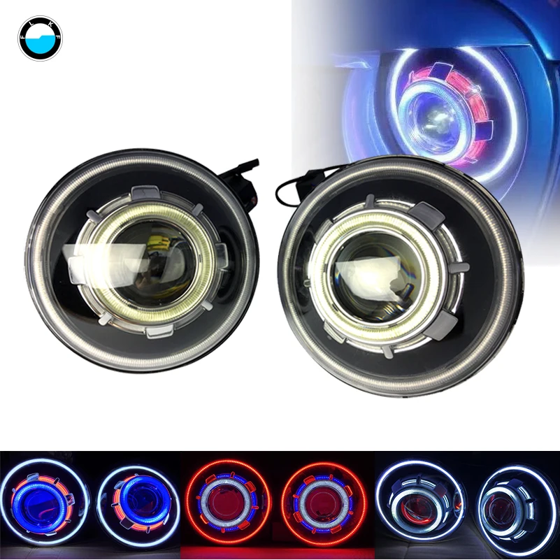 

For Jeep Wrangler JK Headlights 7 Inches LED Starry Headlights With Devil Eye & Demon Angel (2 PCS) 7 inch LED headlight.