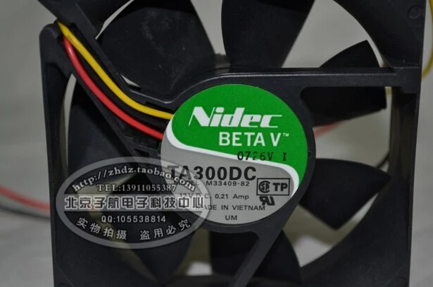 NIDEC TA300DC M33409-82 80*80*25 12V 0.21A  three wire cooling chassis fan