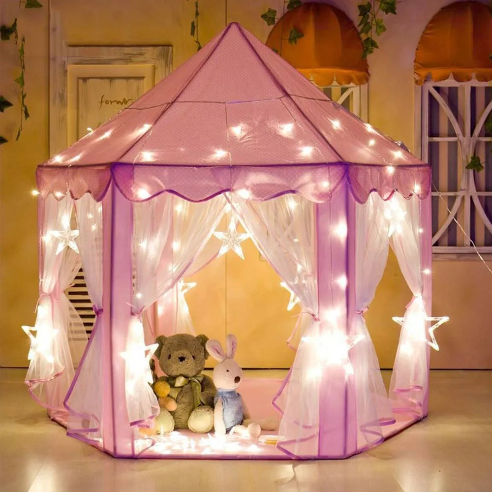 Princess Tent Girls Large Playhouse Kids Castle Play Tent Lights Toy for Children Indoor and Outdoor Play house Tipi teepee