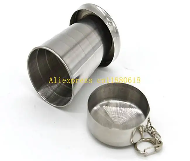 50pcs/lot Wholesale Stainless Steel Portable Folding Telescopic Collapsible Outdoor Cup Mug Folding cups