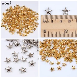 100 sztuk/partia 10mm Metal gwiazda nity złoty srebrny przyciski DIY Scrapbooking zdobienie Handmade buty torby zapięcia Brads dekory