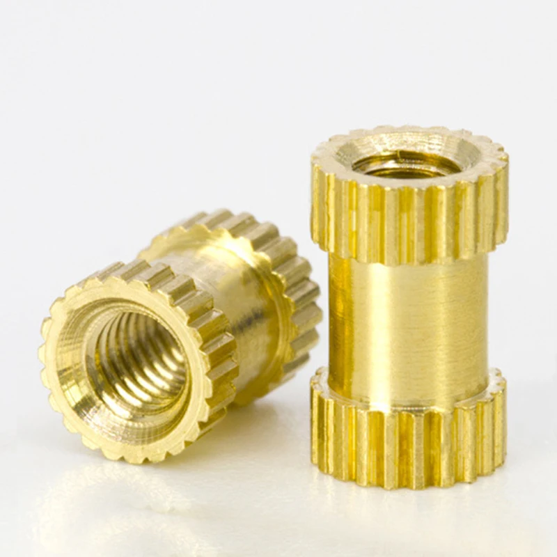 100pcs/lot M2 M2.5 M3 Copper Inserts Brass Double Pass Knurl Nut Embedded Fastener Spacing Nuts C0085