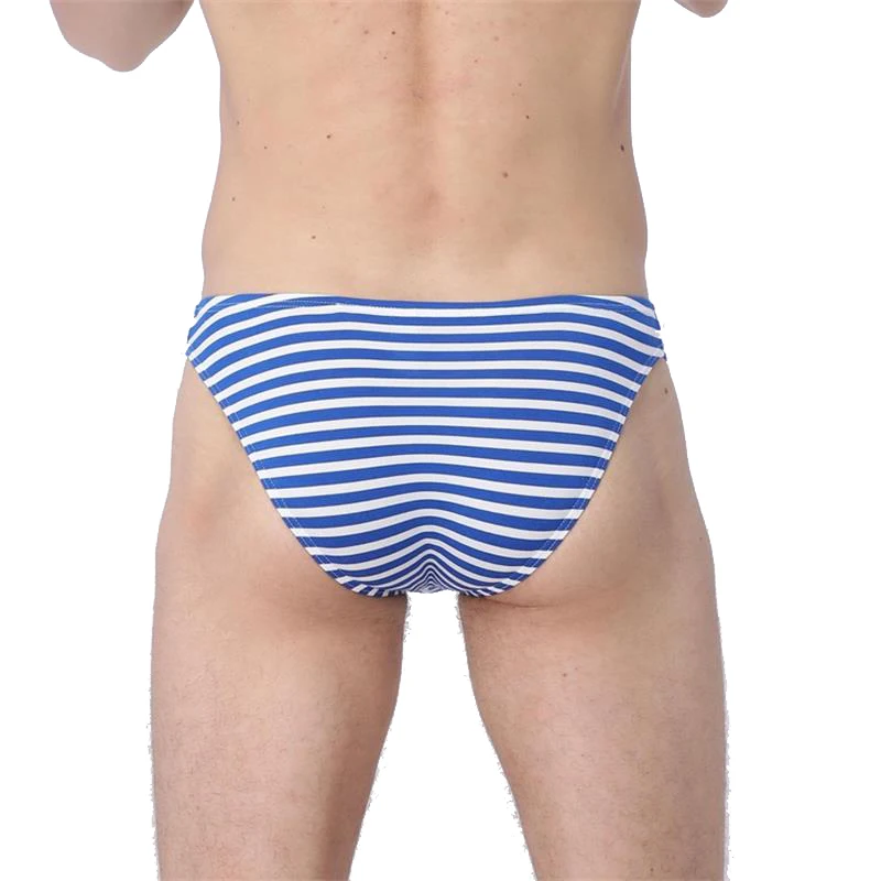 Mens Sexy Striped Underwear Briefs Men Low Waist U Convex Penis Pouch Brief Underwear Men Stretch Breathable Briefs