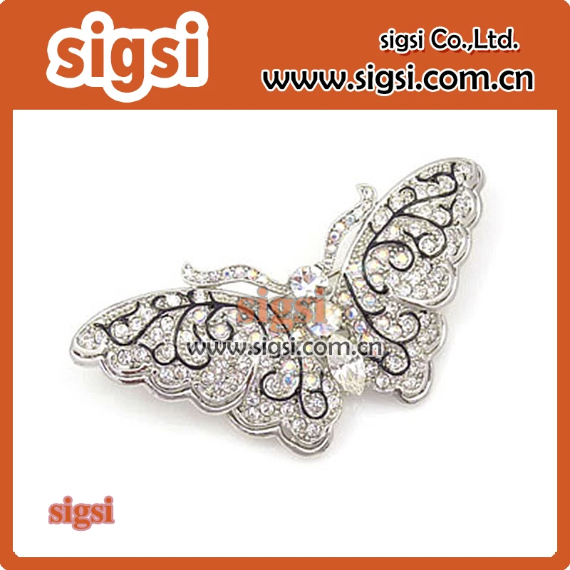 100pcs Zinc alloy acrylic metal Rhinestone brooch with butterfly animal brooch pins for gift/party