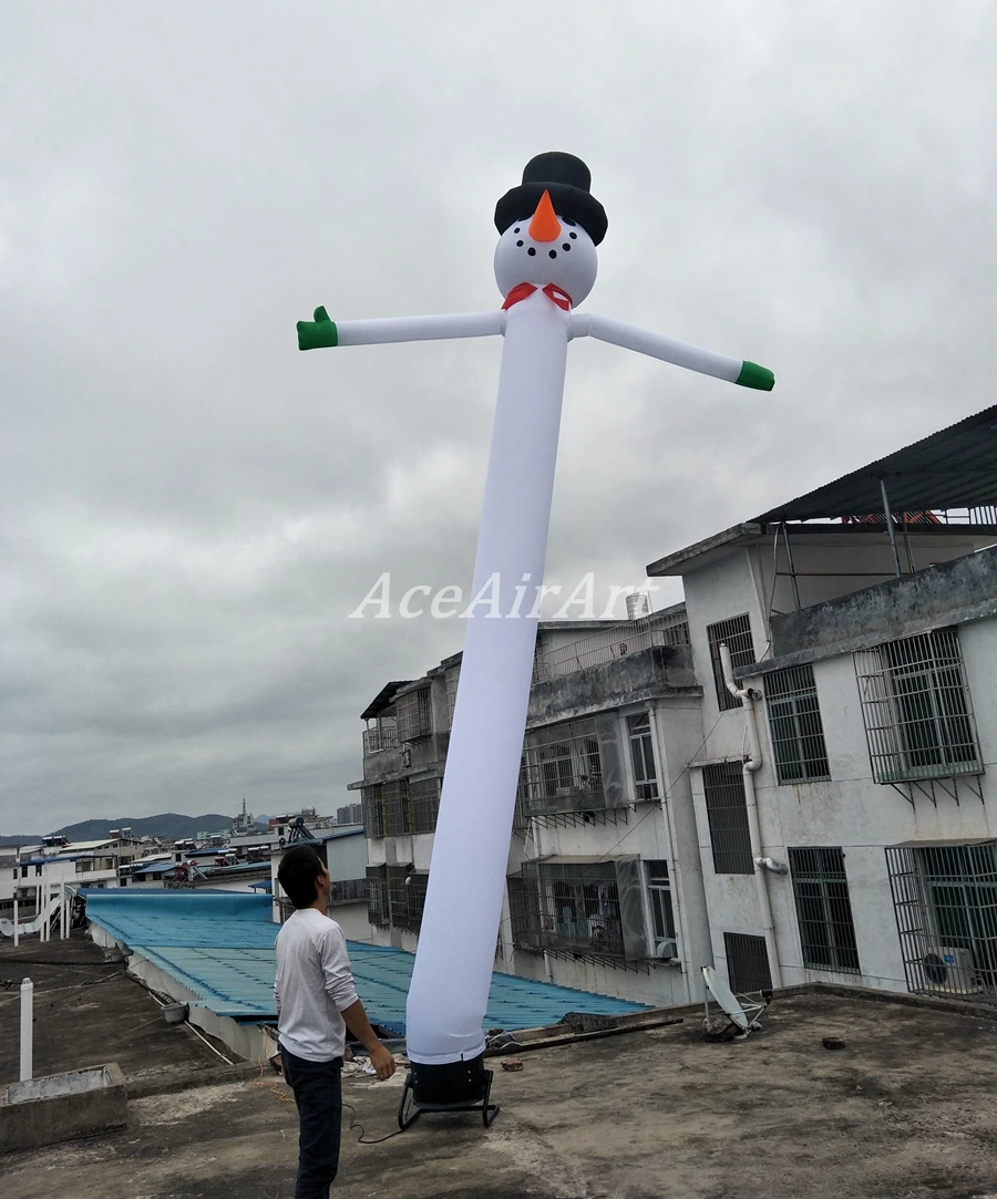 6m Tall Inflatable Snowman Air Dancer พร้อม Wave Hand Air Snowman Air Dancer ไม่มีเครื่องเป่าลมลดราคา