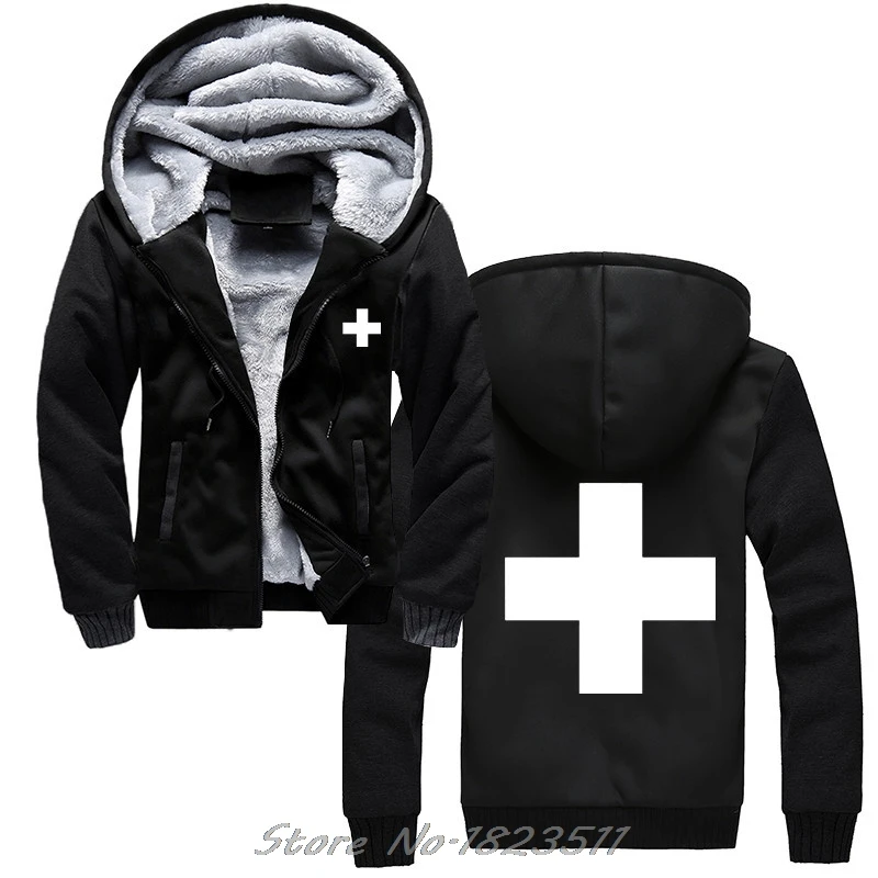 winter thick Hoody hoodie Swiss Switzerland Suisse Flag White Cross Red Cross Sweatshirt hoody Jacket Tops