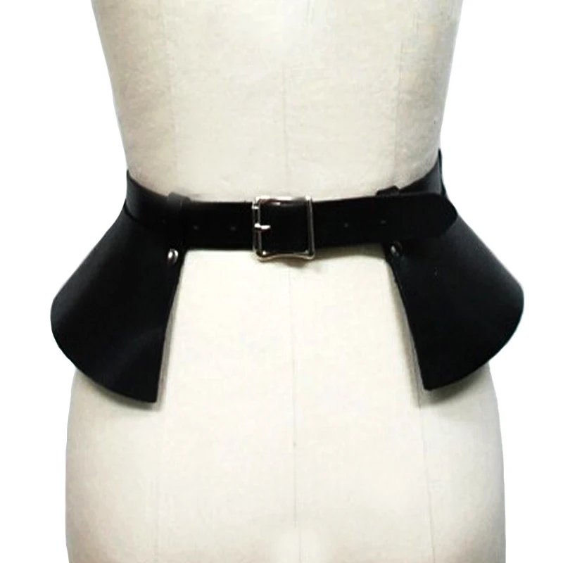 

Sexy leather skirt punk catwalk models wild temperament belts Leisure bound decoration split thin leather wide belt girdle