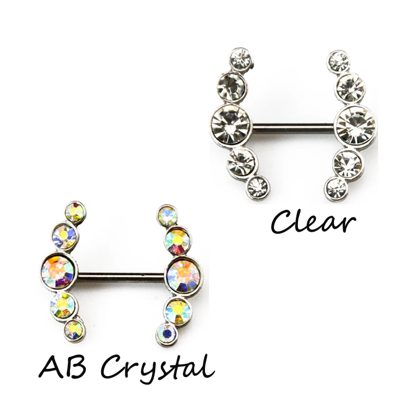2 pièces de Piercing de mamelon en cristal clair coloré pour femmes, bouclier de Piercing de mamelon en barres pour femmes