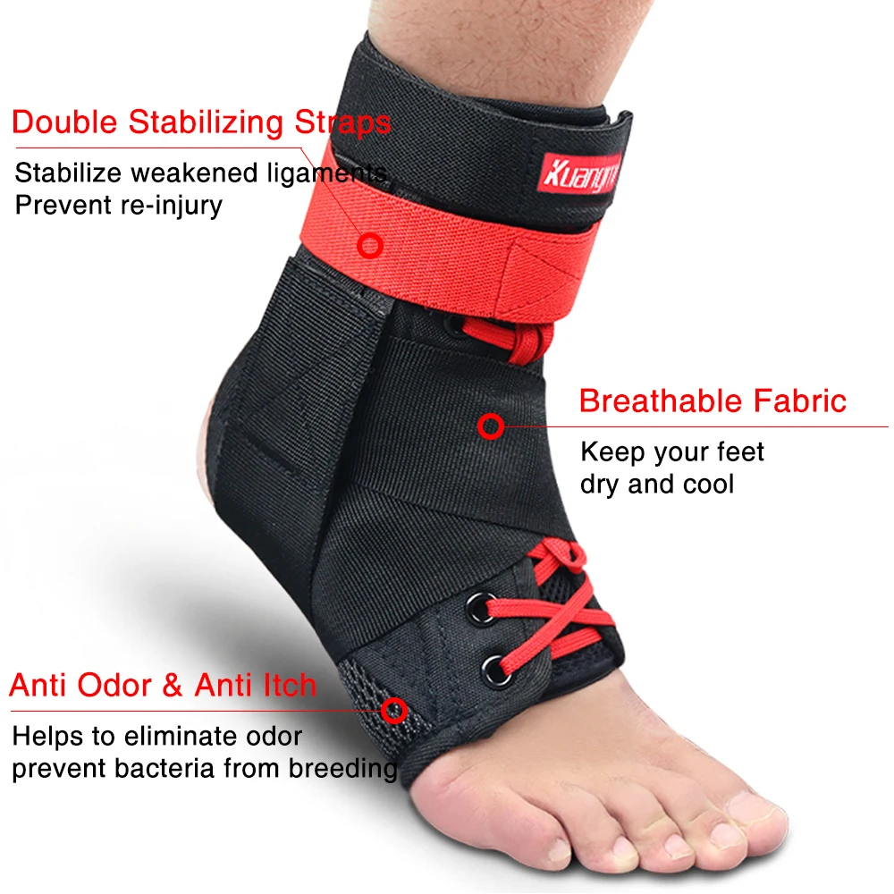 Kuangmi 2 PC Ankle Support Brace Guard Sports Running Compression Ankle Sleeve Adjustable Ankle Straps Sprained Ankle Protector